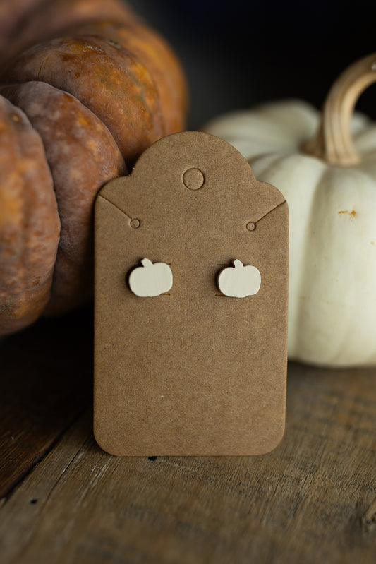 White Pumpkin Wood Earrings