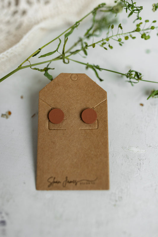 Handcrafted Wood Stud Earrings - Toasted Almond