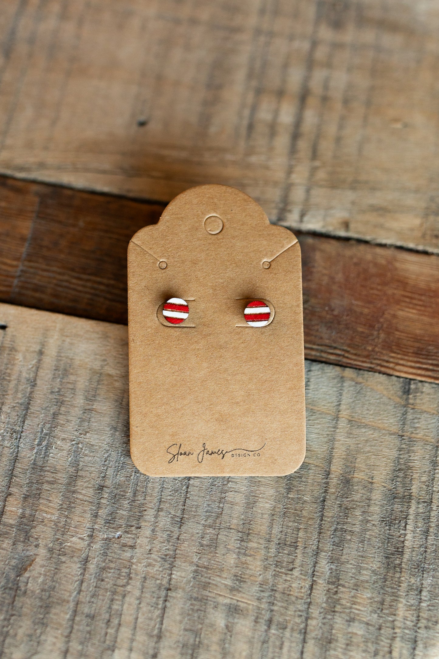 Stud Earrings - Striped Candy Cane