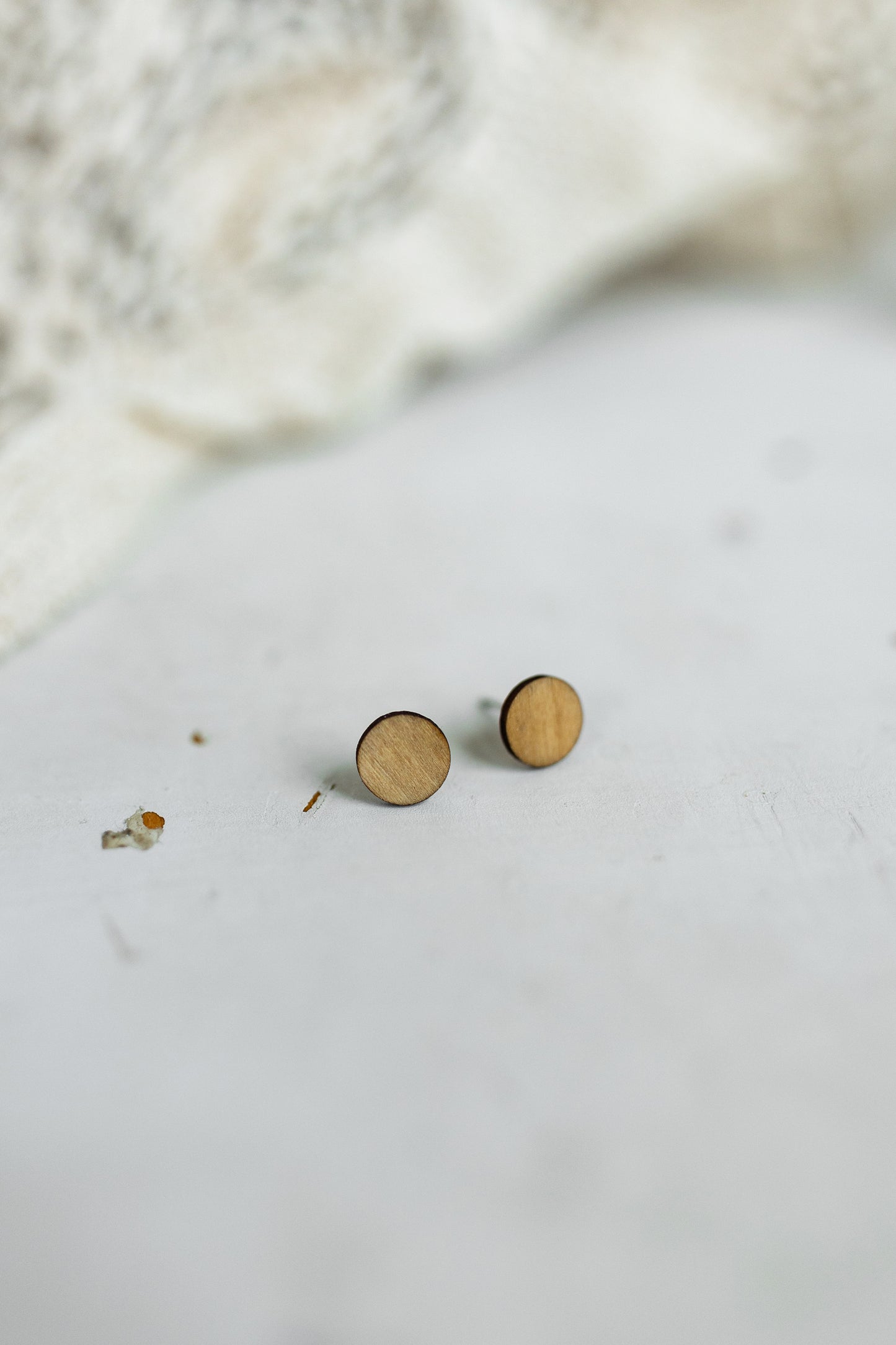 Handcrafted Wood Stud Earrings - Natural Wood