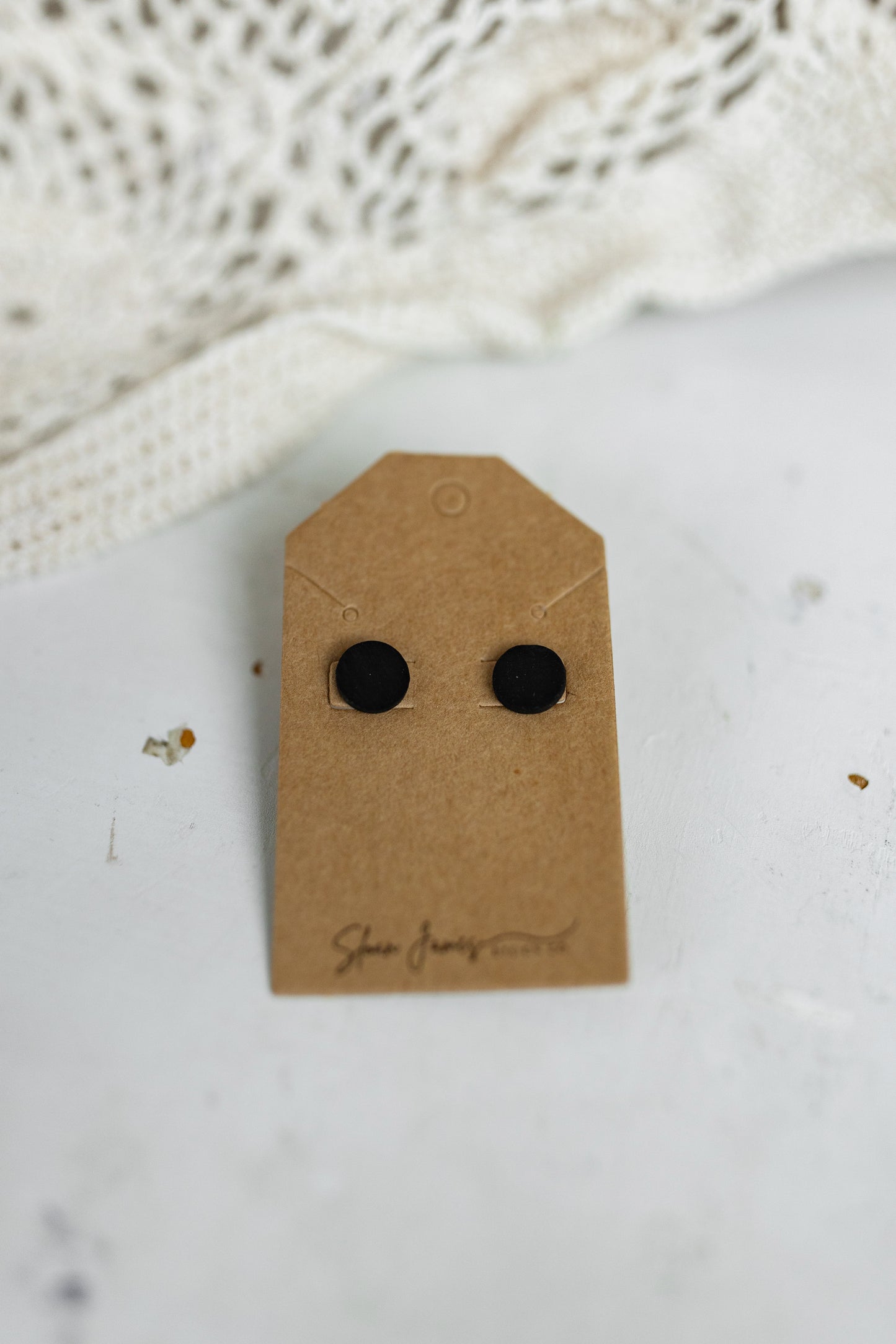 Handcrafted Wood Stud Earrings - Black