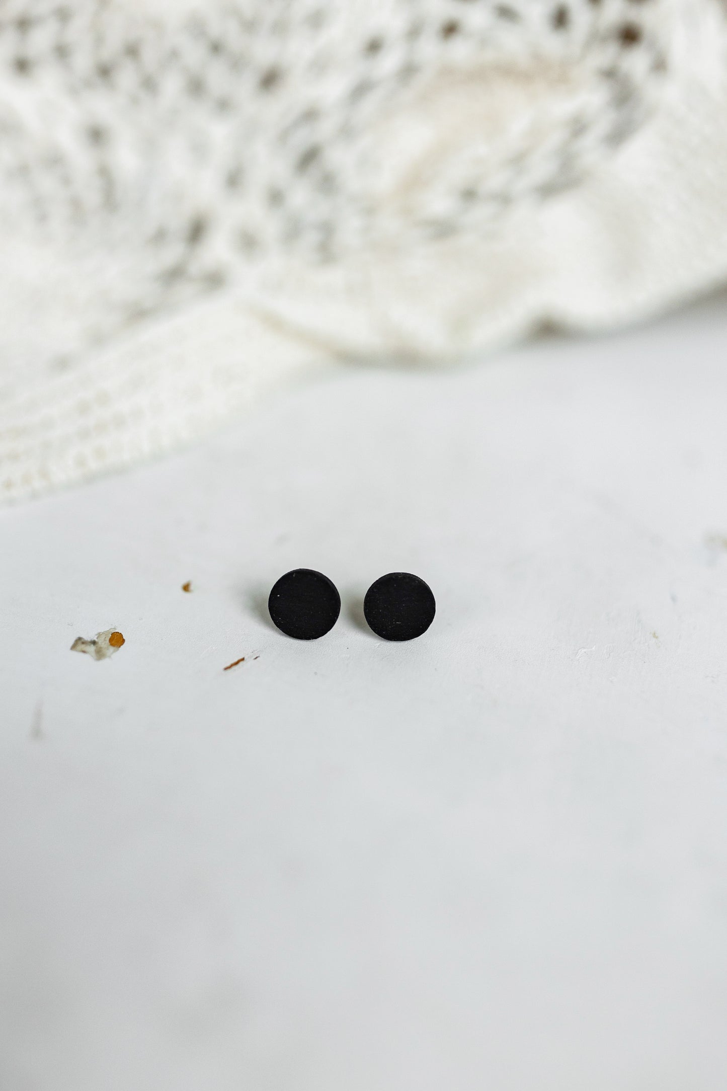 Handcrafted Wood Stud Earrings - Black