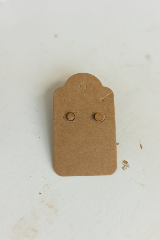 Wood Stud Earrings - Dark Wood