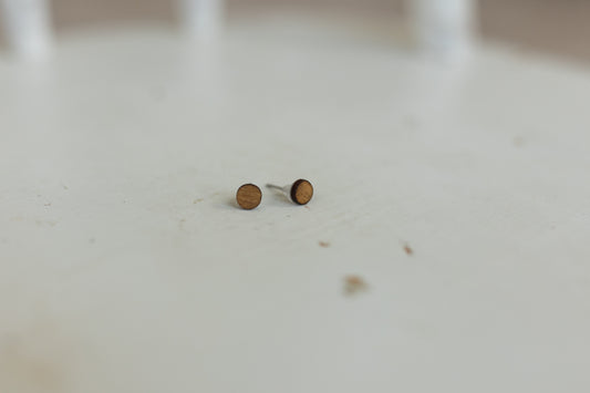 Wood Stud Earrings - Dark Wood