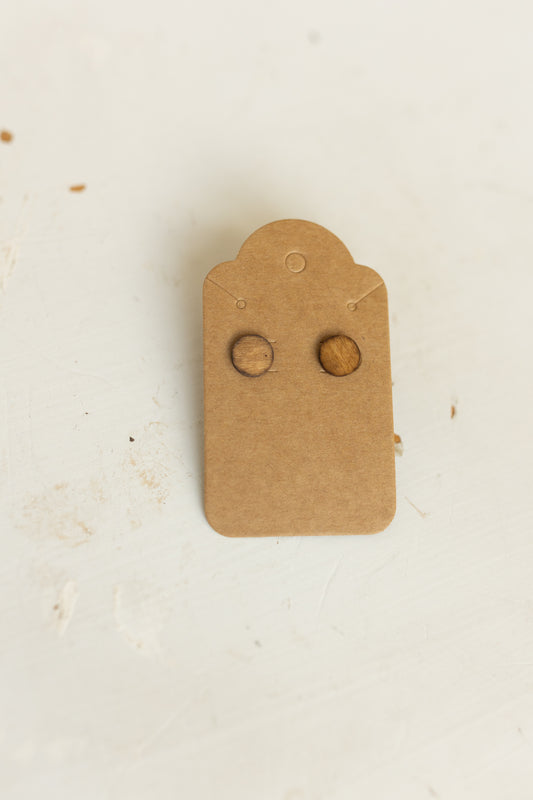 Handcrafted Wood Stud Earrings - Natural Wood
