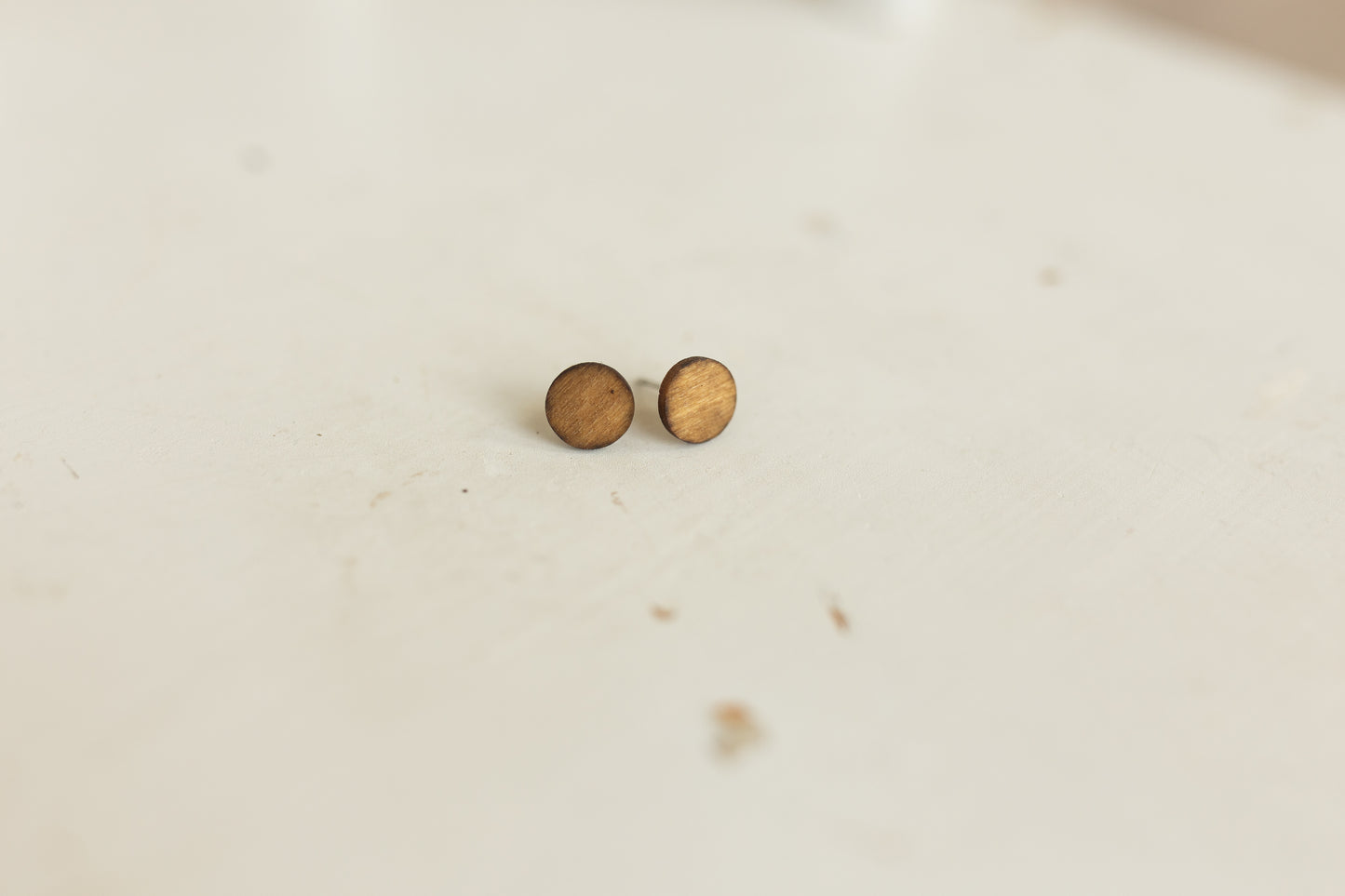 Handcrafted Wood Stud Earrings - Natural Wood