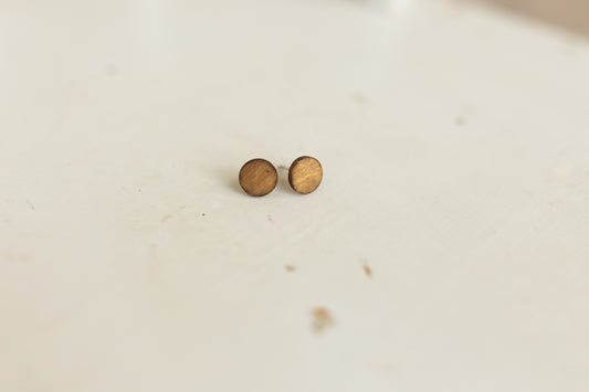 Handcrafted Wood Stud Earrings - Natural Wood