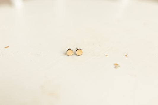 Handcrafted Wood Stud Earrings - Light Natural Wood