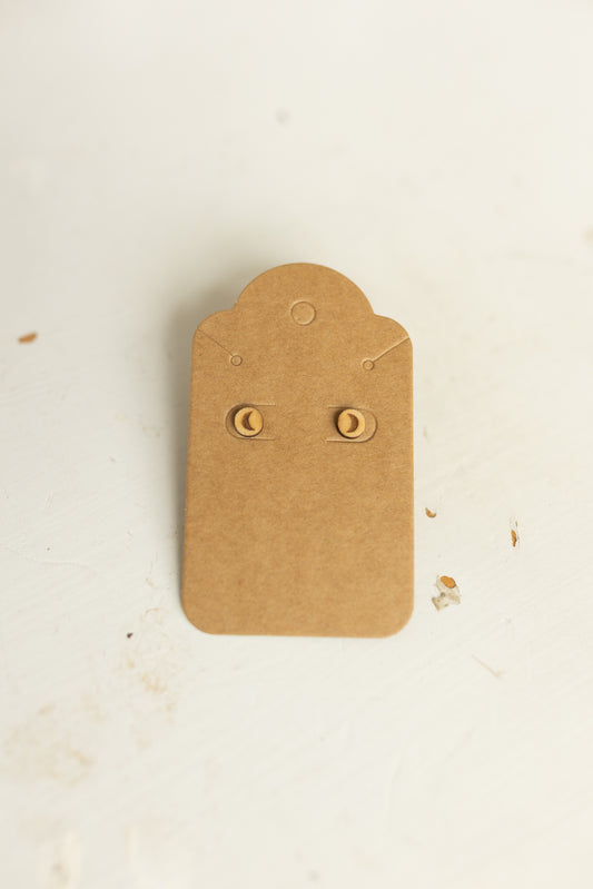 Handcrafted Wood Stud Earrings - Moon
