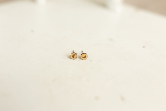 Handcrafted Wood Stud Earrings - Moon