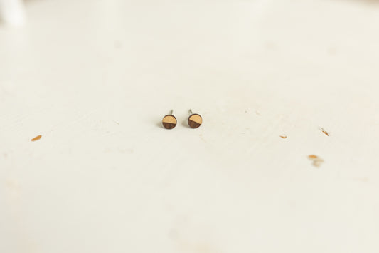 Handcrafted Wood Stud Earrings - Modern Design