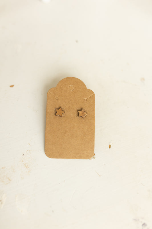 Handcrafted Wood Stud Earrings - Natural Wood Stars