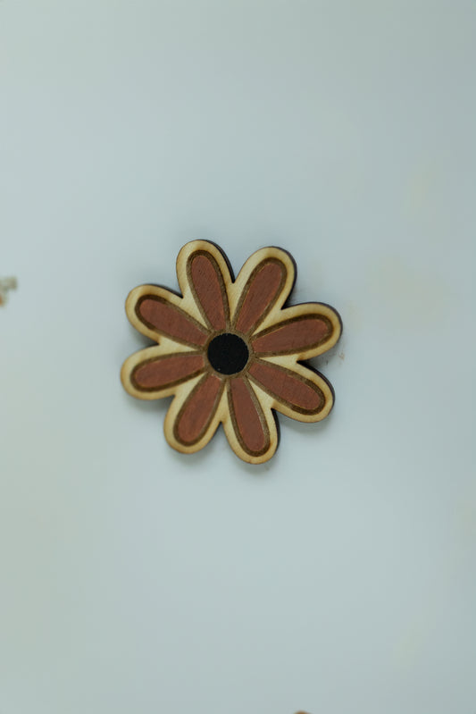 Wood Magnet - Crisp Brown Daisy - Set of 2