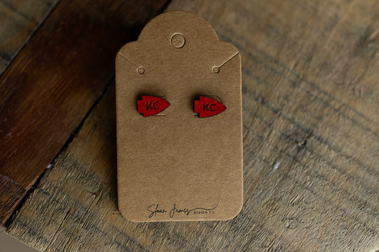Red Chiefs Wood Earrings