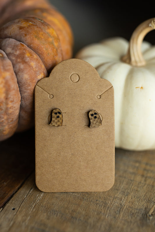 Checkered Ghost Wood Earrings