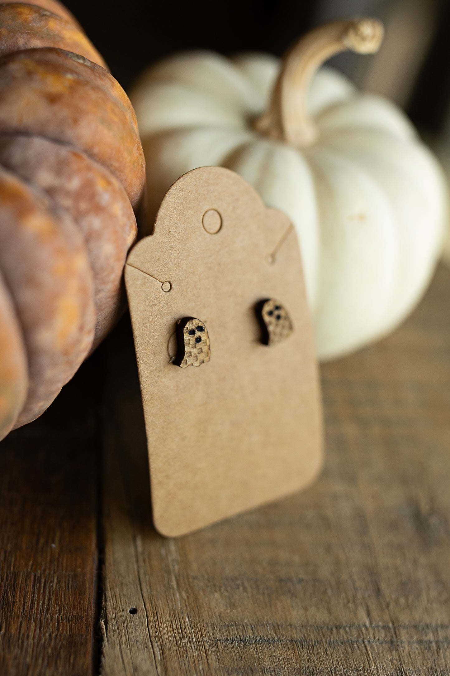 Checkered Ghost Wood Earrings
