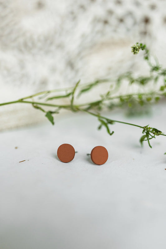 Handcrafted Wood Stud Earrings - Toasted Almond