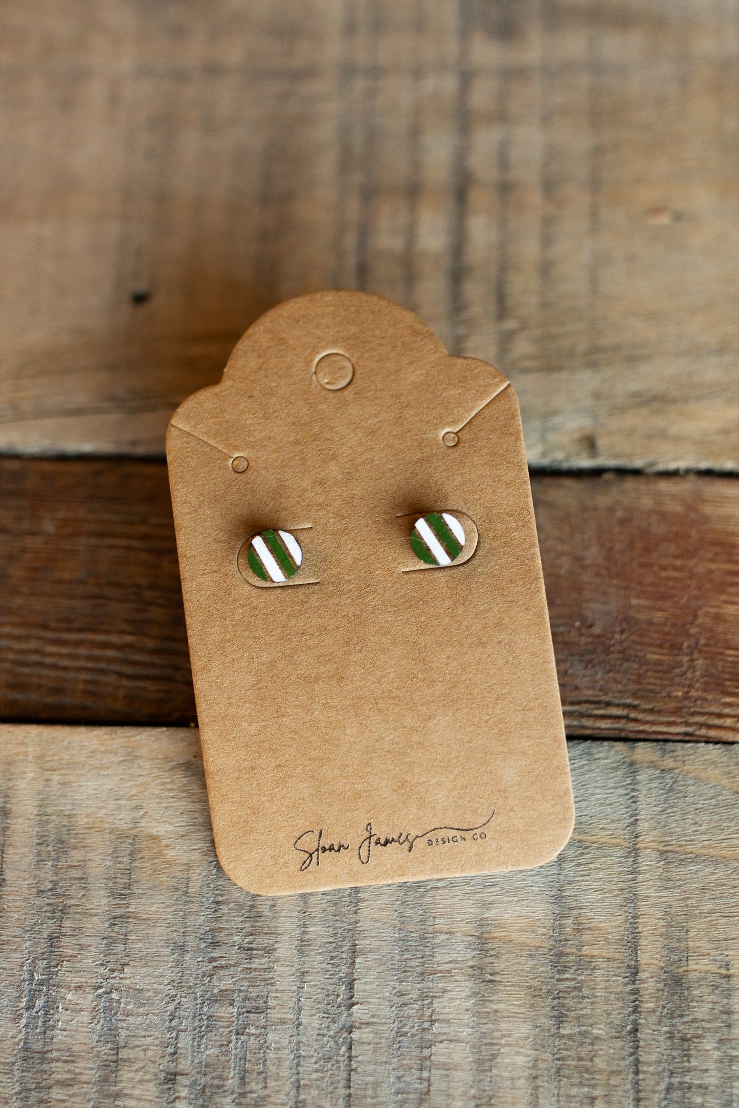 Stud Earrings - Striped Candy Cane