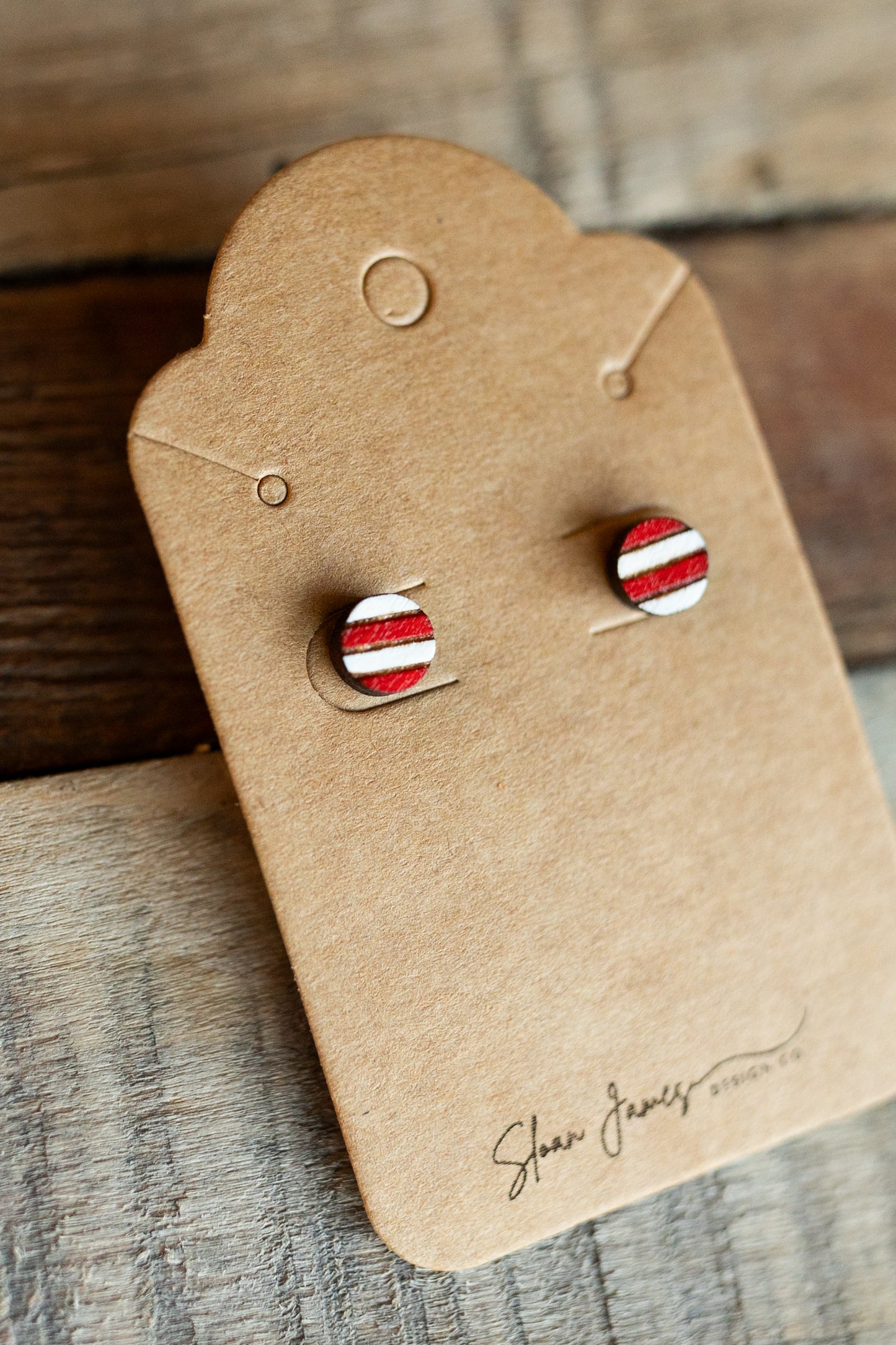 Stud Earrings - Striped Candy Cane