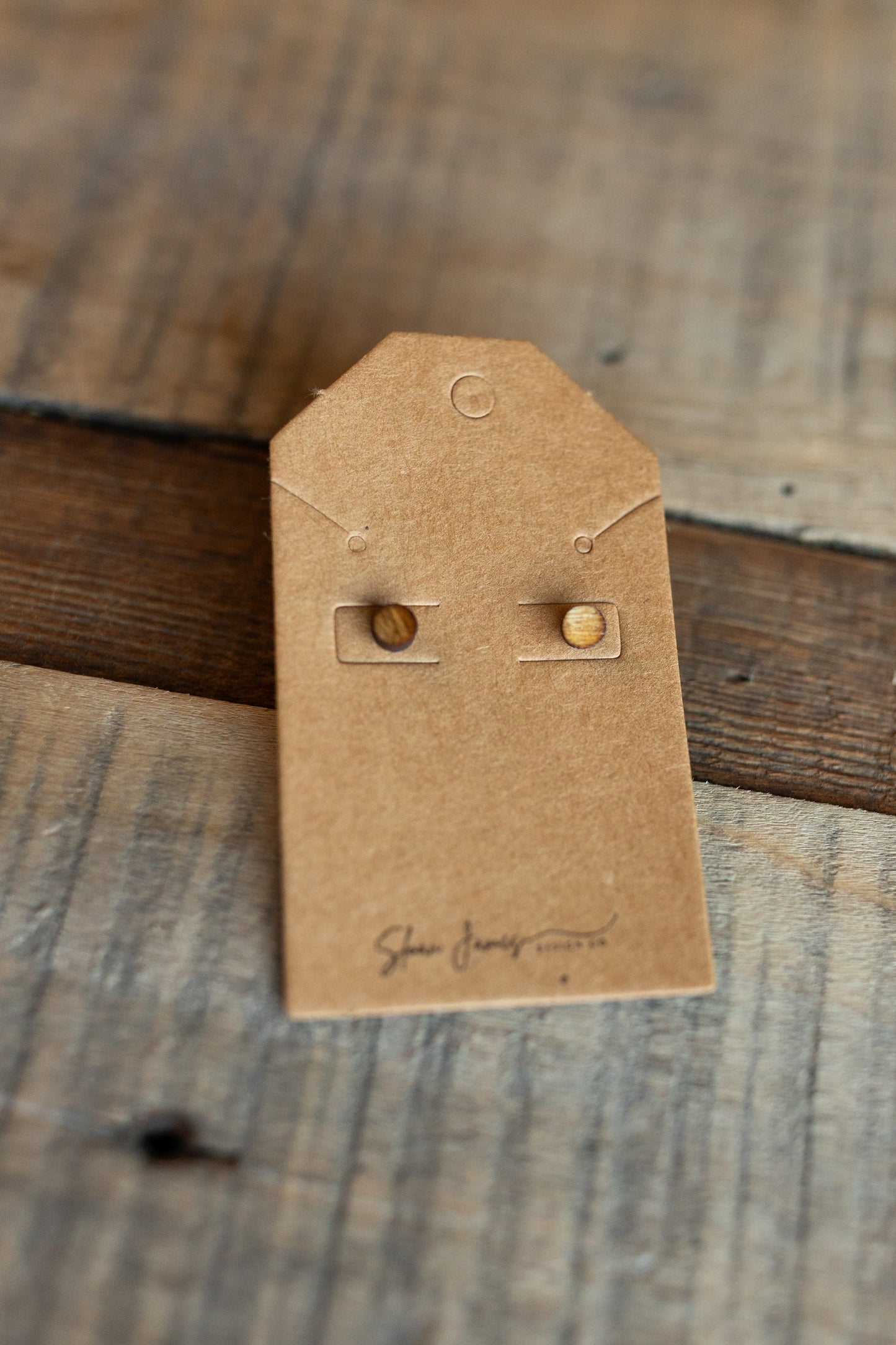 Stud Earrings - Circular Wood 5 mm Earrings