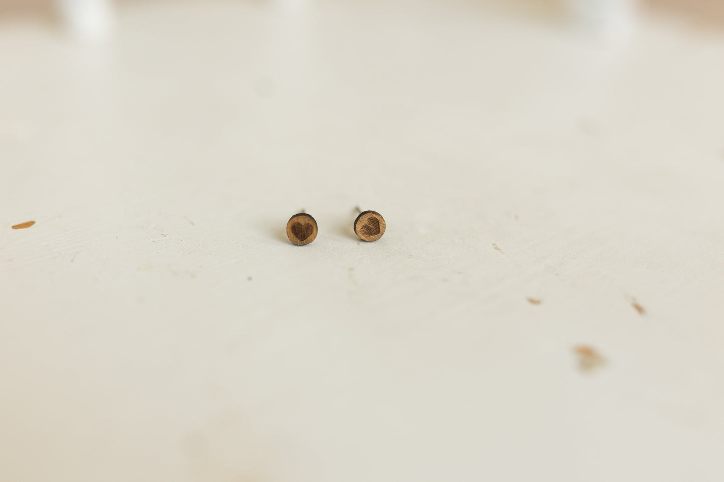 Handcrafted Wood Earrings - Natural Wood Heart