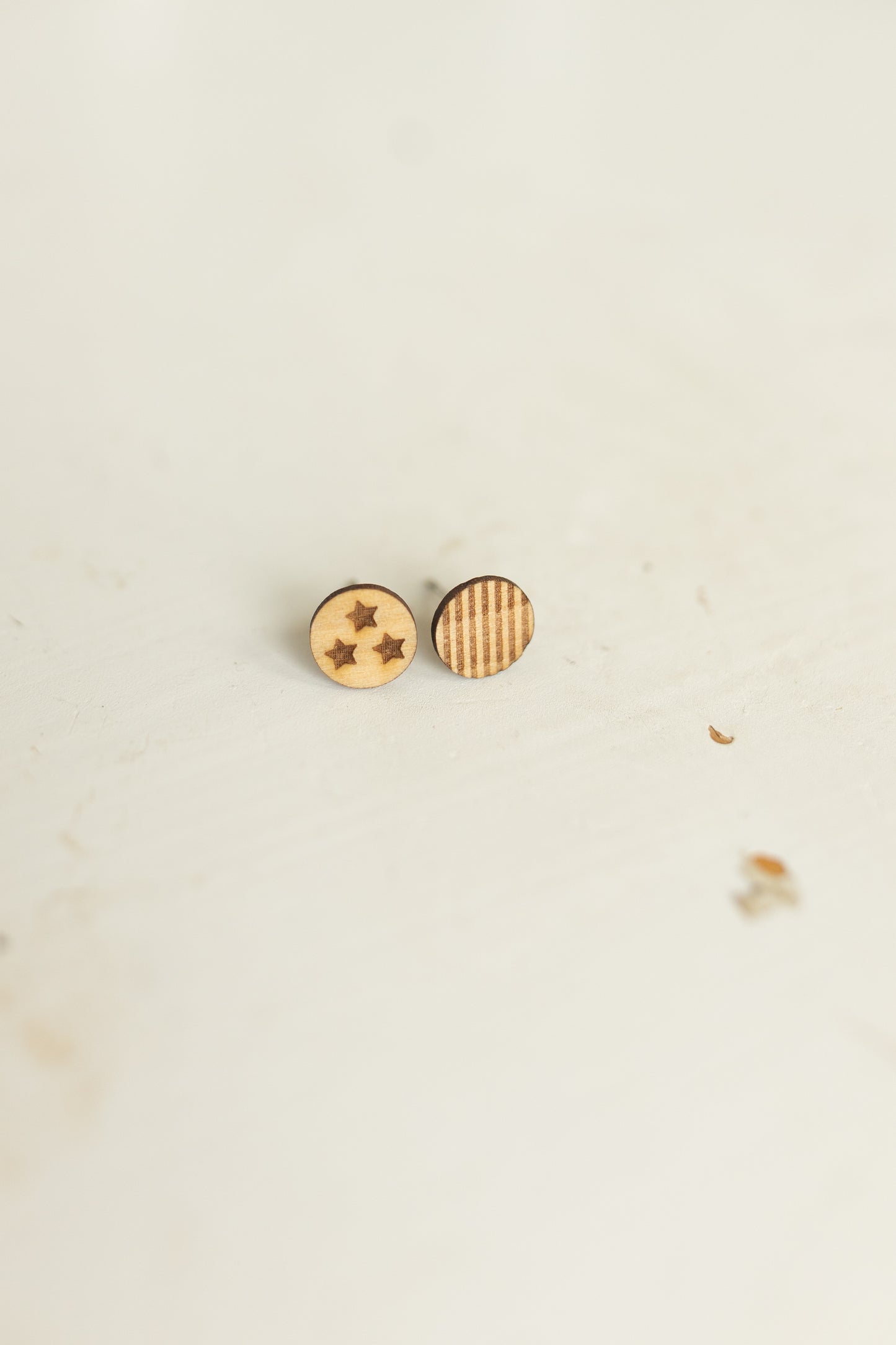 Handcrafted Wood Study Earrings - Patriotic