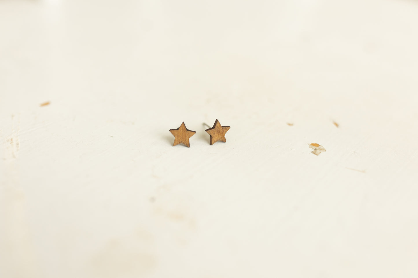 Handcrafted Wood Stud Earrings - Natural Wood Stars