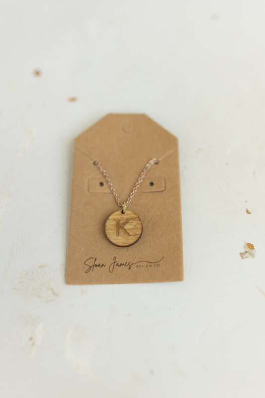 Custom Wood Initial Necklace